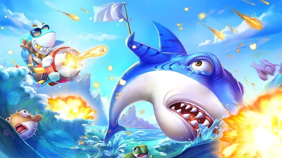 Ilustrasi permainan tembak ikan KEPRITOGEL dengan suasana laut digital